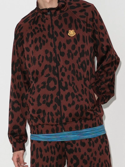 Kenzo Leopard Print Track Jacket In Black
