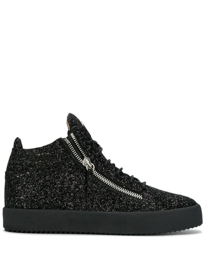 Shop Giuseppe Zanotti Kriss Glitter Sneakers In Black