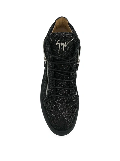 Shop Giuseppe Zanotti Kriss Glitter Sneakers In Black