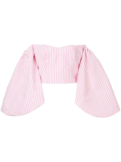 Shop Bambah Striped Globo Blouse In Pink