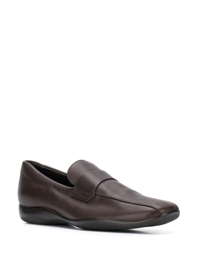 Pre-owned Prada 2000s Square-toe Loafers In Brown