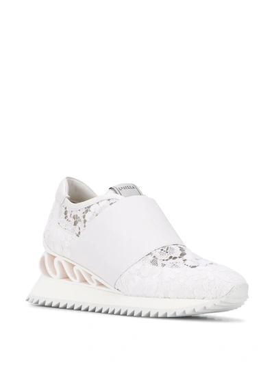 Shop Le Silla Rubel Wave Lace Sneakers In White