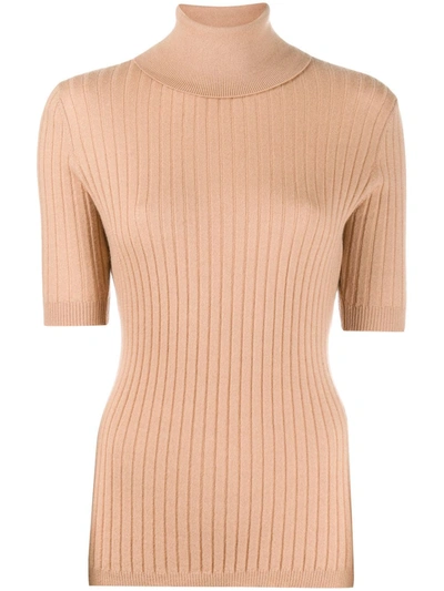 Shop Cashmere In Love Ribbed Roll-neck Victoria Sweater In Neutrals