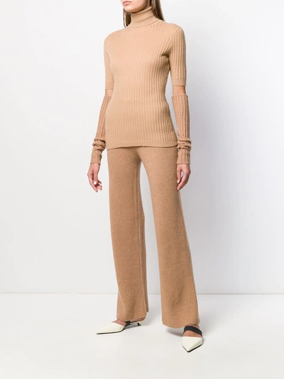 Shop Cashmere In Love Ribbed Roll-neck Victoria Sweater In Neutrals