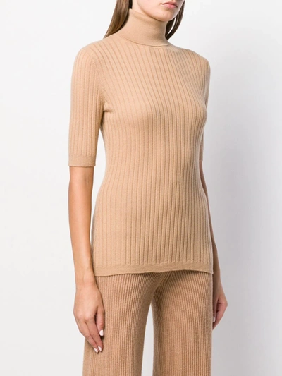 Cashmere In Love Ribbed Roll-neck Victoria Sweater In Neutrals