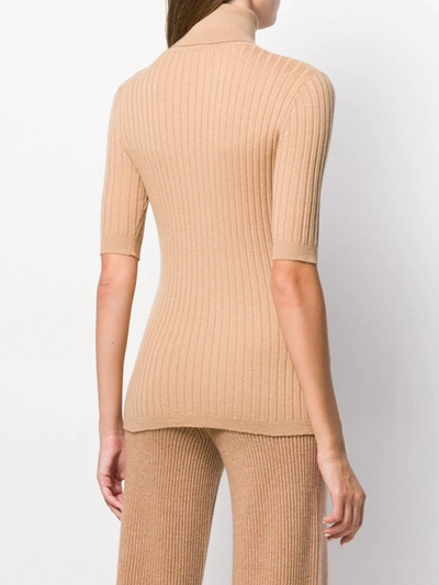 Shop Cashmere In Love Ribbed Roll-neck Victoria Sweater In Neutrals