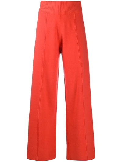 Shop Pringle Of Scotland Knitted Wide-leg Trousers In Orange
