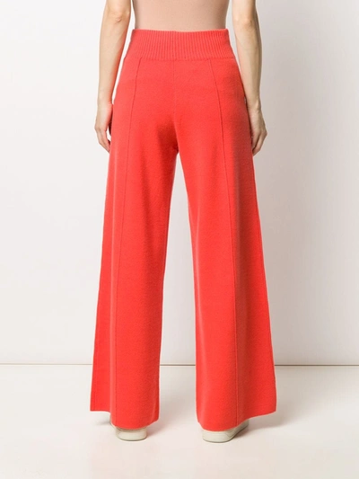 Shop Pringle Of Scotland Knitted Wide-leg Trousers In Orange