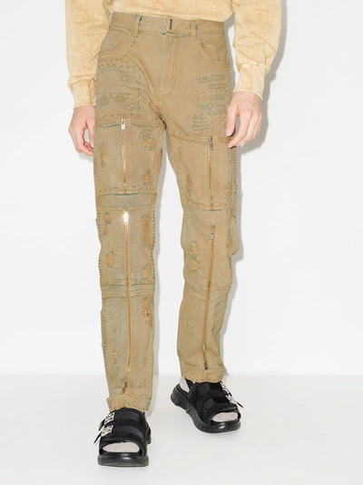 Shop Givenchy Distressed-finish Straight-leg Jeans In Nude