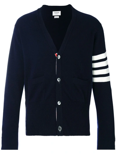 Shop Thom Browne 4-bar Cashmere Cardigan In Blue