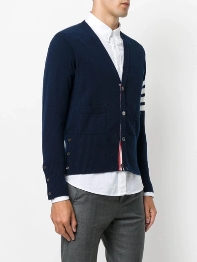 Shop Thom Browne 4-bar Cashmere Cardigan In Blue