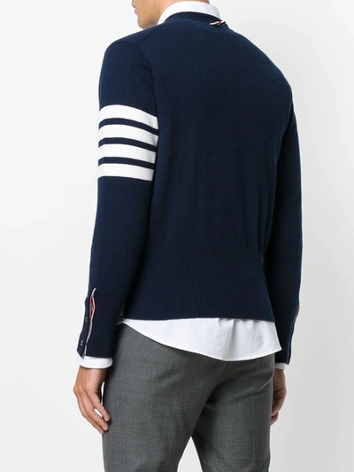 Shop Thom Browne 4-bar Cashmere Cardigan In Blue