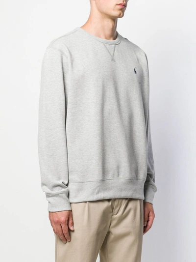 Polo Ralph Lauren Long-sleeve Heathered Sweatshirt With Classic Crew Neckline In Grey