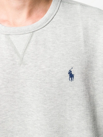 Shop Ralph Lauren Logo Embroidered T-shirt In Grey