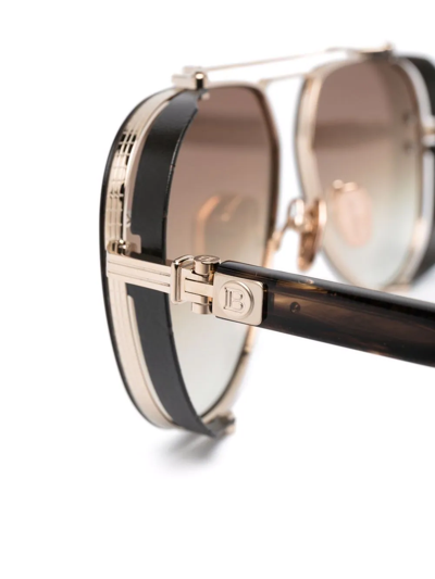 Balmain Aviator Logo-arm Sunglasses In Brown