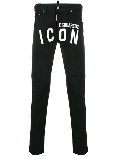 Shop Dsquared2 Icon Logo Skinny Jeans In Black