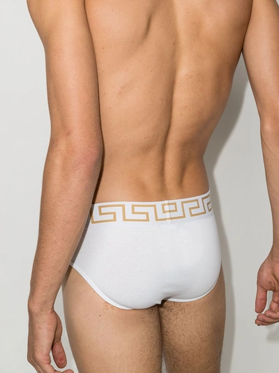 Shop Versace Greca Border Briefs Set In White