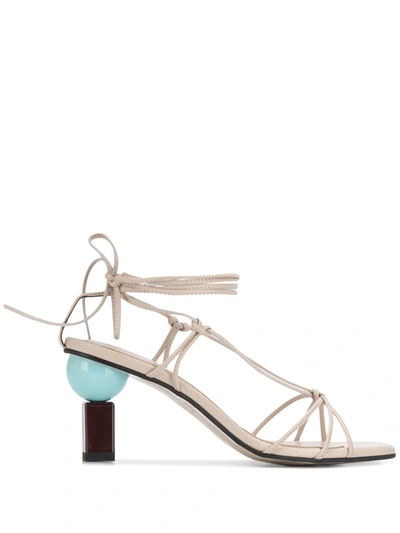Shop Yuul Yie Trophy Lace-up Sandals In Neutrals