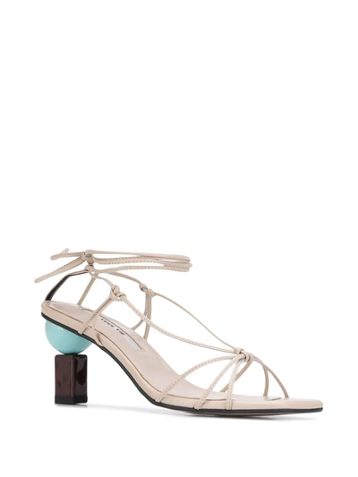 Shop Yuul Yie Trophy Lace-up Sandals In Neutrals