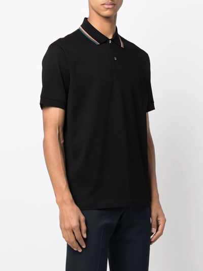 Shop Ps By Paul Smith Rainbow Stripe Detail Polo Shirt In Black