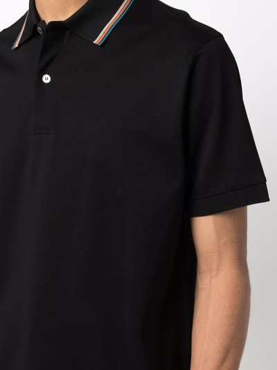 Shop Ps By Paul Smith Rainbow Stripe Detail Polo Shirt In Black