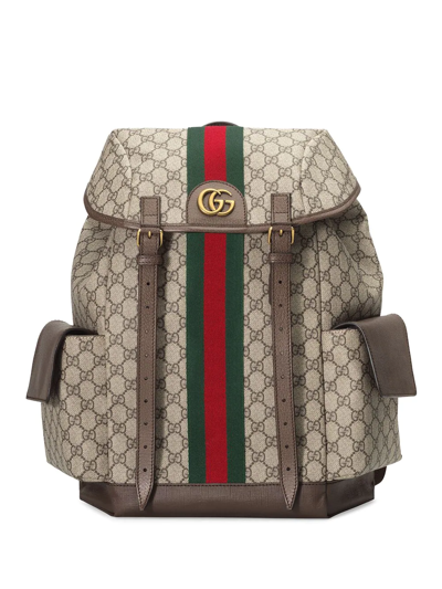 Shop Gucci Medium Ophidia Backpack In Neutrals