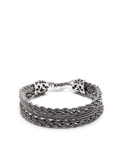 Shop Emanuele Bicocchi Braided Chain Bracelet In Silver