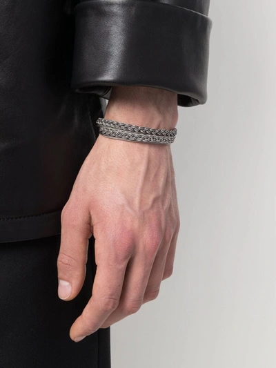 Shop Emanuele Bicocchi Braided Chain Bracelet In Silver