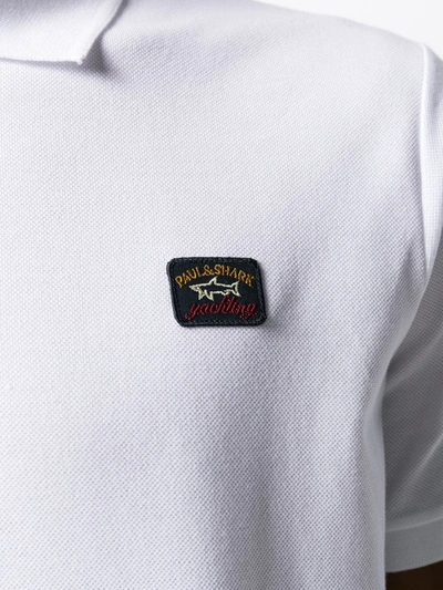 Shop Paul & Shark Polo Shirt With Logo Patch In White
