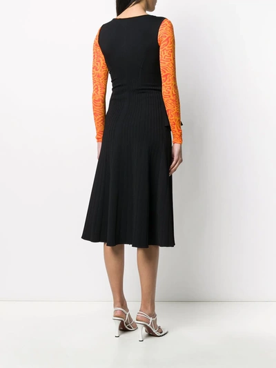 Shop Off-white Ruffled-detail Knitted Dress In Black