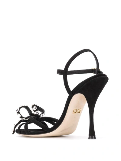 Shop Dolce & Gabbana Black 105 Crystal Embellished Suede Sandals