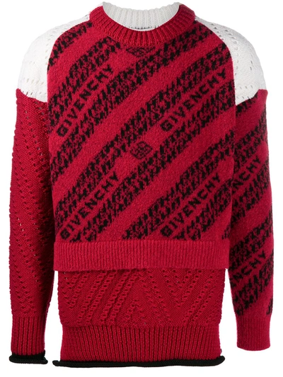 Shop Givenchy Intarsia-logo Layered-effect Jumper In Red