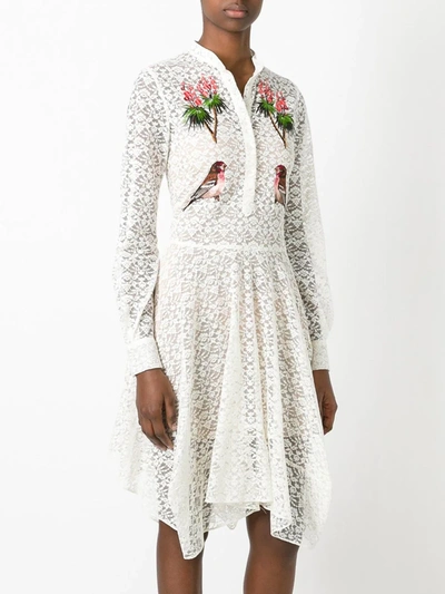 Shop Stella Mccartney Embroidered Robin Lace Dress In White