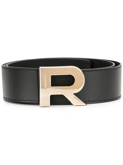 Shop Rochas Logo Buckle Belt In Black
