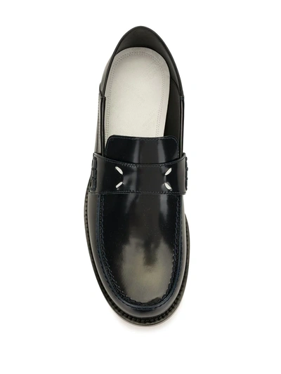 Shop Maison Margiela Leather Four-stitch Loafers In Black