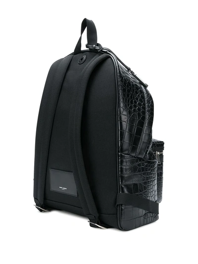 Saint Laurent City Crocodile-effect Backpack In Black