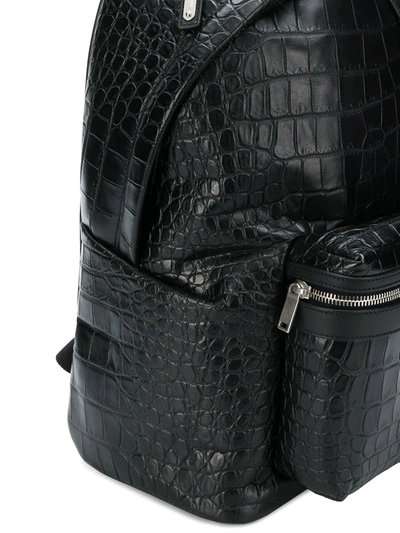 Saint Laurent City Crocodile-effect Backpack In Black
