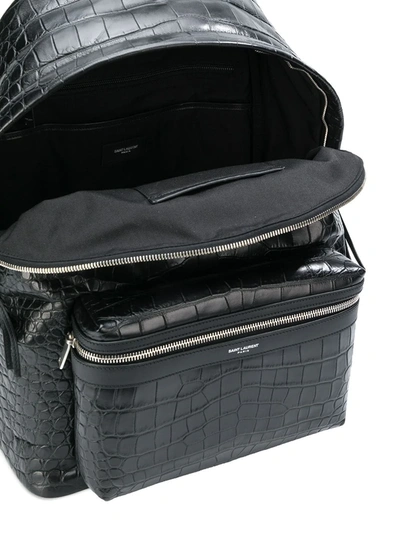 Shop Saint Laurent City Crocodile-effect Backpack In Black