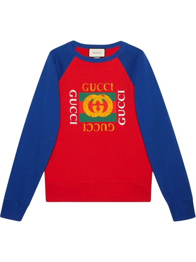 Gucci Logo-print Cotton-jersey Sweatshirt In Red | ModeSens