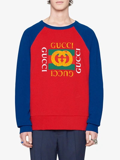 Shop Gucci Cotton Jersey Sweatshirt With  Logo In Red