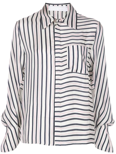 Shop Roland Mouret Contrast Striped Long Sleeve Shirt In Pink