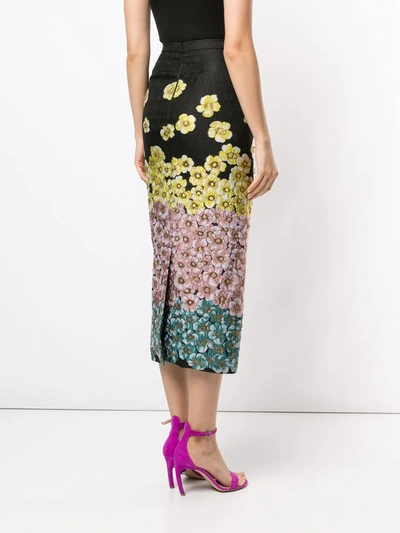 Shop Saiid Kobeisy Floral-embroidered Pencil Skirt In Black