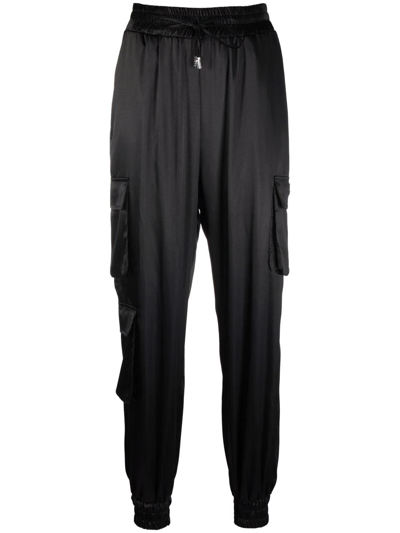 Shop Philipp Plein Drawstring Straight-leg Trousers In Black