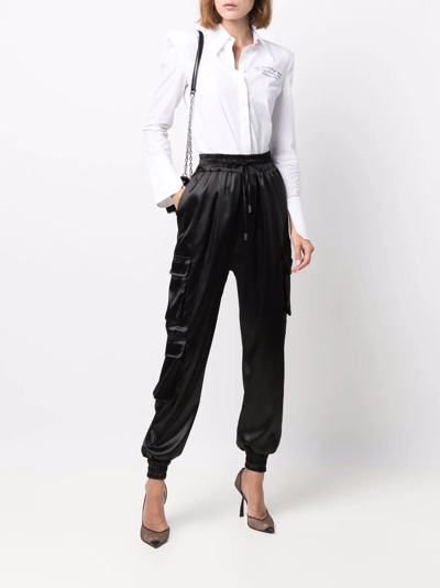 Shop Philipp Plein Drawstring Straight-leg Trousers In Black
