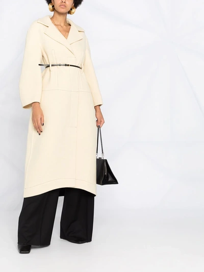 Shop Jil Sander Single-breasted Belted Coat In Neutrals