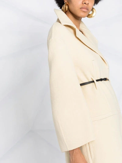 Shop Jil Sander Single-breasted Belted Coat In Neutrals