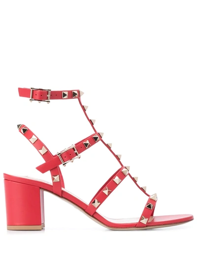 Shop Valentino Rockstud 60mm Sandals In Red