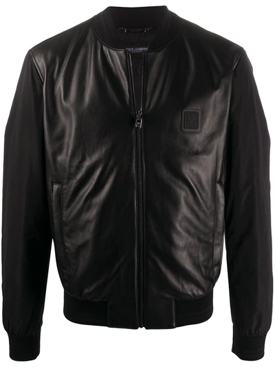 Shop Dolce & Gabbana Leather Panel Jacket In Black