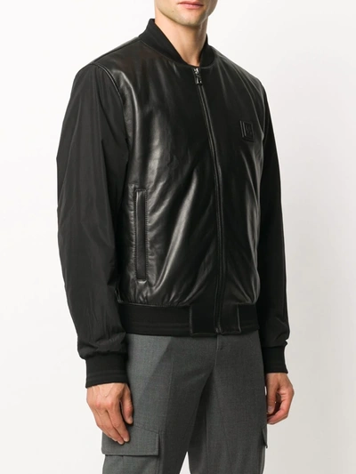 Shop Dolce & Gabbana Leather Panel Jacket In Black