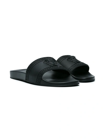 Shop Versace Palazzo Medusa Pool Slides In Black